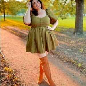 Anthropologie Olive Green Mini Dress